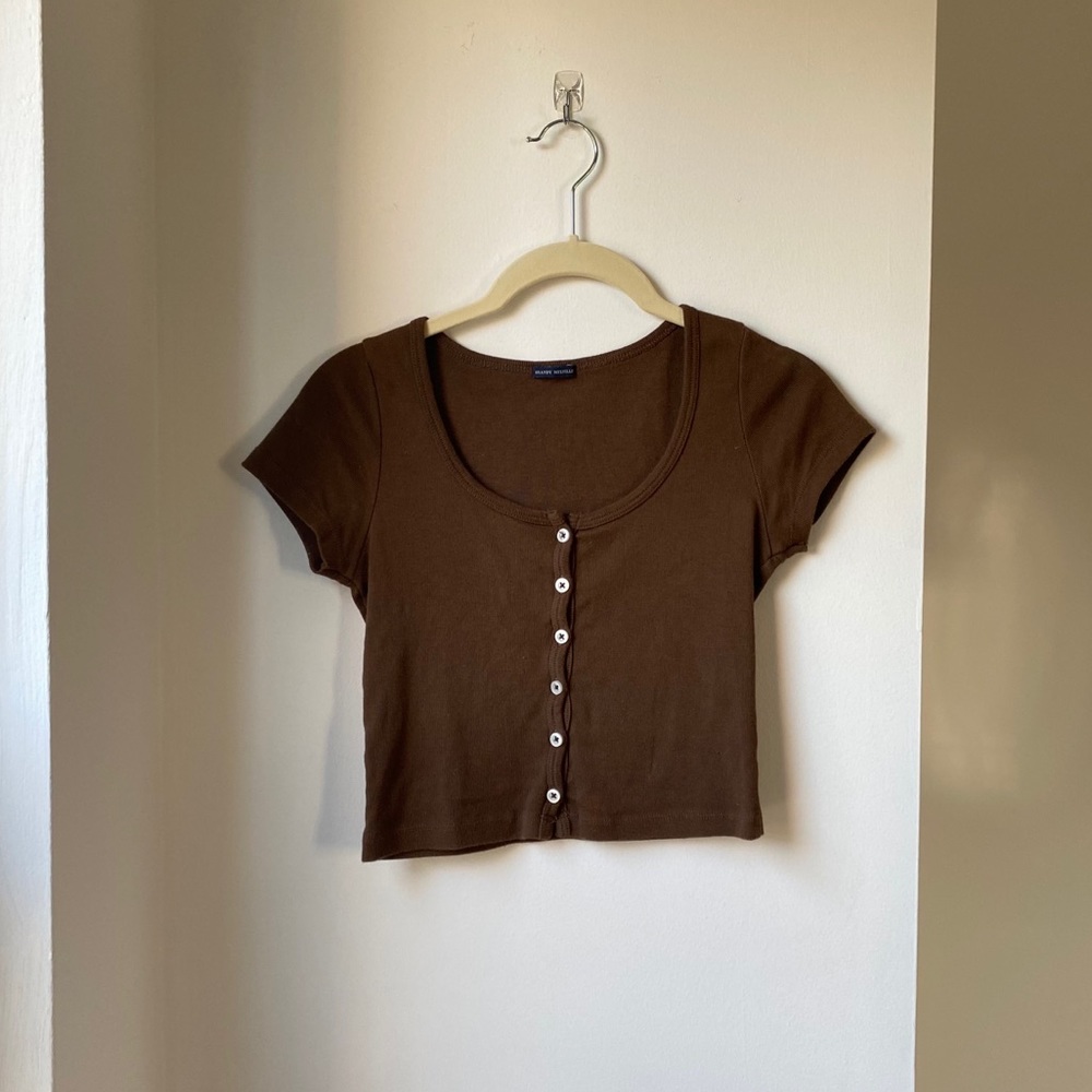 BRANDY MELVILLE Brown Baby Rib Crop Top